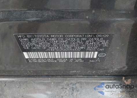 2010 Lexus Is 250 z USA, uszkodzony, nr VIN JTHBF5C25A2094432